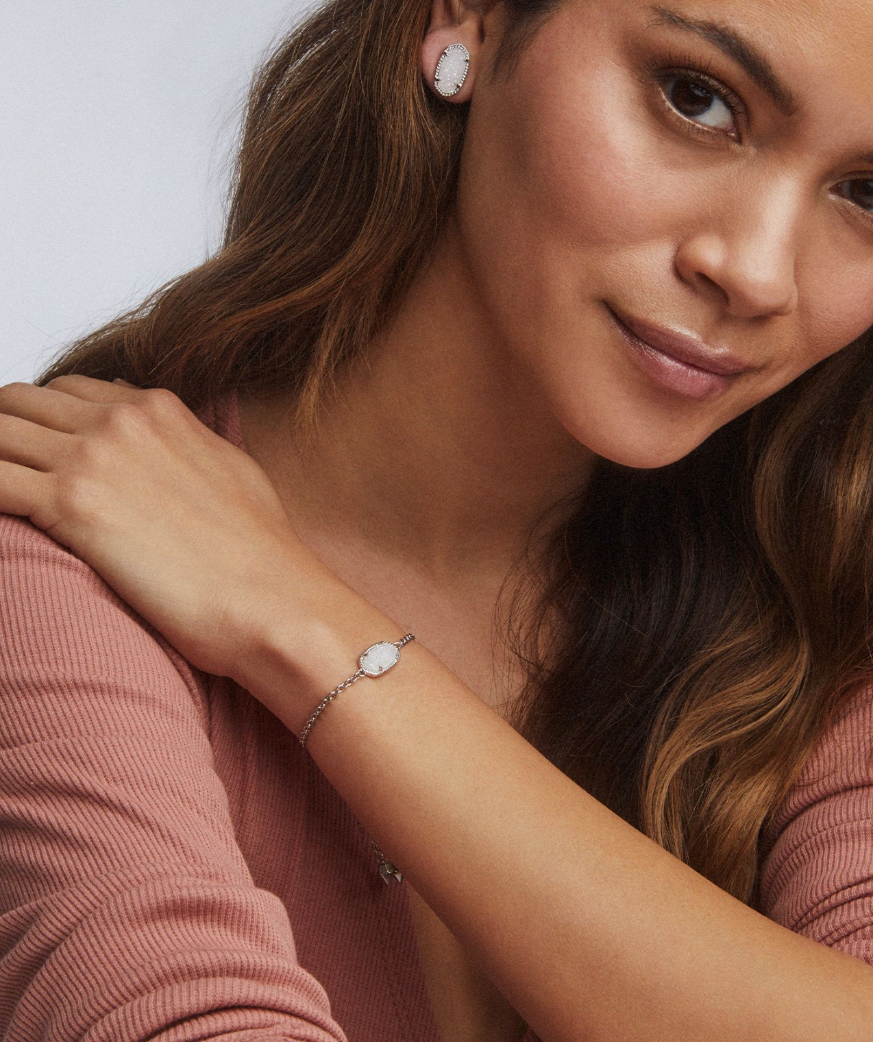 Kendra Scott Elaina Silver Adjustable Chain Bracelet Iridescent